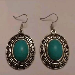 Handcrafted Turquoise & Tibetan Silver Earrings